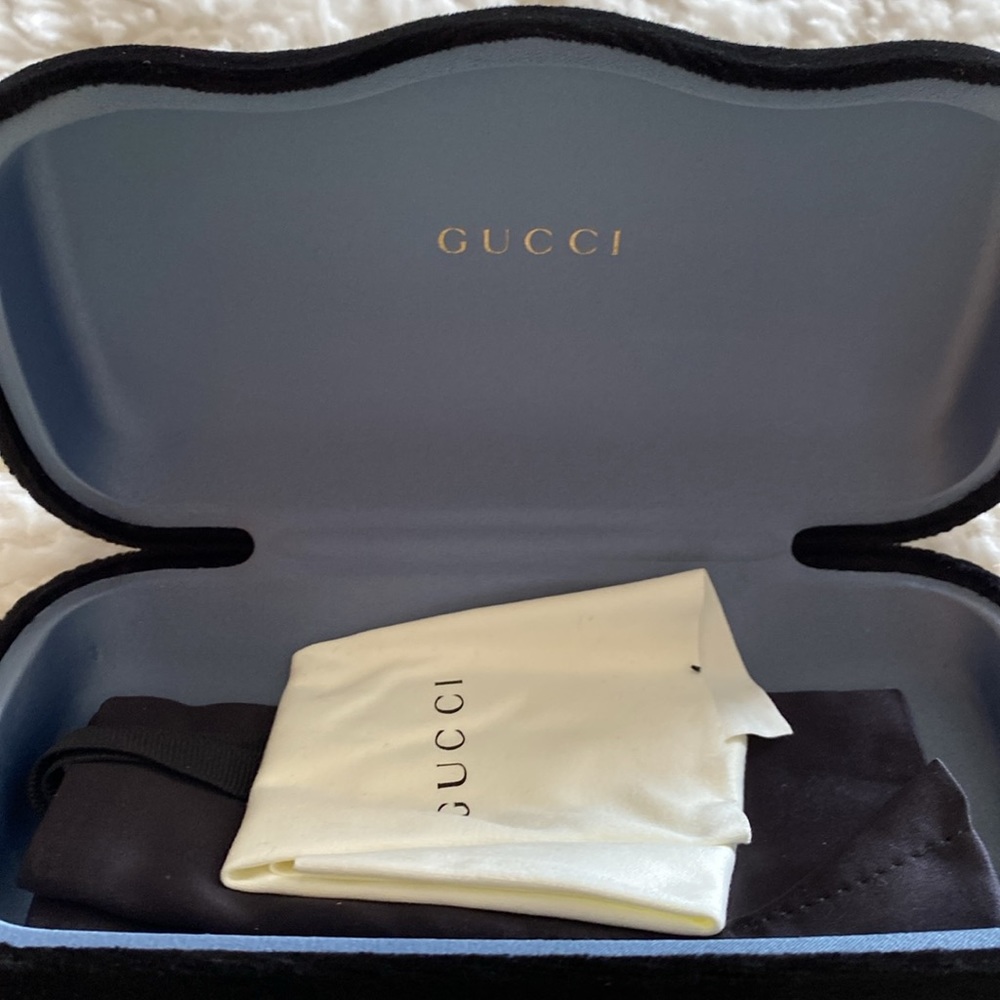 ⚡️ HOST PICK⚡️ GUCCI Shiny Solid Teal Square Sunglasses NEW w velvet logo case - Picture 5 of 7